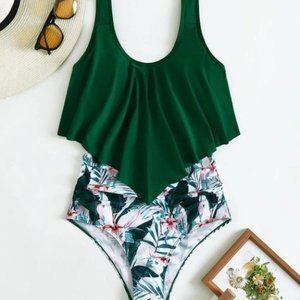 TROPICAL PRINT ONE PIECE SWIMSUIT